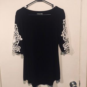 Black Top with Lace sleeve detail